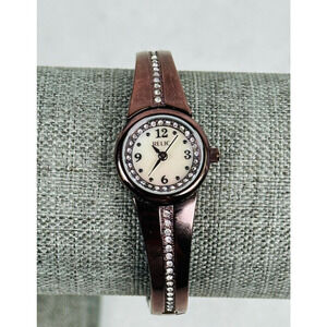 Relic Watch Womens 21mm Rhinestone Bling MOP Bronze Tone Quartz New Battery